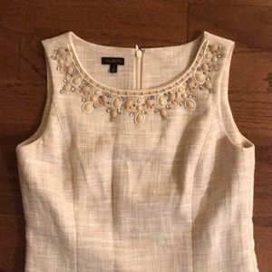 Talbots size 2 cream dress with bejeweled neckline